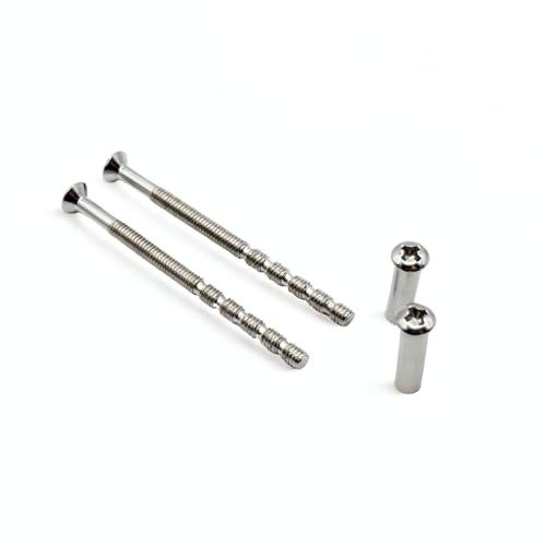M4 Chrome Internal Door Handle Screw Connecting Bolts w/Sleeves, 4 Screws, Door Handle Fixing Screws, Through Bolts for Door Handles, Replacement Screws for Roses, Knobs, Escutcheons & Lever Handles