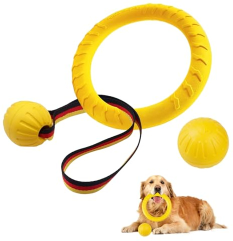 Homly Dog Frisbee & Dog Ball on Rope – Durable Dog Toys for Aggressive Chewers, 3 Pack Frisbee Dog Toy & Dog Ring Toy with Solid Durable Dog Balls, Floating Frisbee for Dogs Outdoor Training