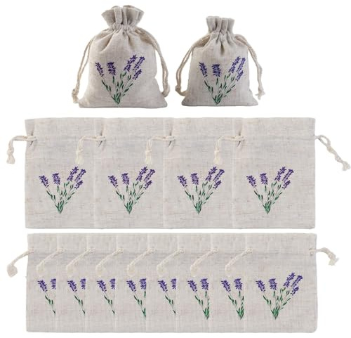 Aihoom Lot de 12 Sachets Lavande Vides en Coton Naturel, Sachets Parfumés Réutilisables pour Armoire et Tiroirs, Deux Tailles, Anti-Mites Naturel(4X 9x12cm + 8X 8x10cm)