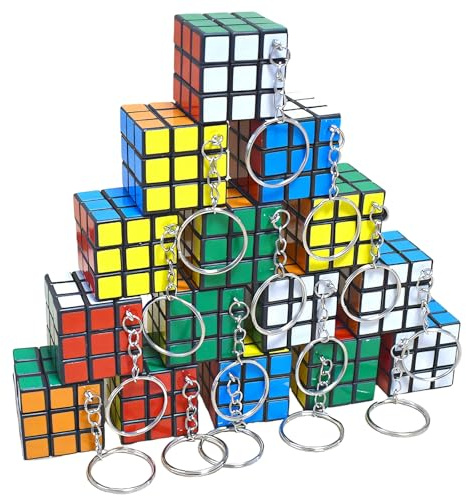 3x3, 16-Piece Mini Set with Keychains, Pocket-Sized 3cm Puzzle Cubes for Adults, Elderly People and Travel, Educational Gift for Cognitive Skills Development