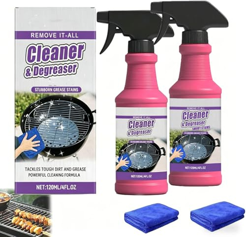 Fast-Acting Heavy Duty Grill Degreaser Spray Limpiador de Barbacoa, Limpiador Multiusos, Spray Limpiador de cocina, Limpiador de Hornos, Limpiador de Manchas y Desengrasante (B, 2 unidades)