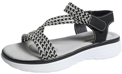 Peeptoe damsandaletter, platta remsandaler, dam med fotbädd, båge, support, ortopediska skor, mjuka sulor, vandringssandaler, öppen tå, ventilerande utomhussandaler, bekväma sommarskor