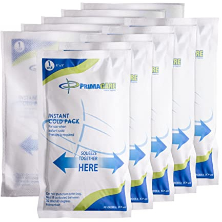 Primacare PCP-69 Instant Cold Packs (6” x 9”) – 24 Disposable Ice Packs with Non-Woven Covers for Pain Relief, Swelling, Inflammation, Sprains, Toothaches, First Aid, for Athletes & Outdoor Activities