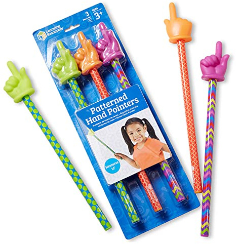 Learning Resources Patterned Hand Pointers, Classroom Helper, Assorted Colors, Set of 3, Ages 3+