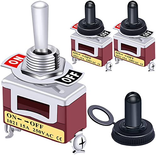 Taiss / 3pcs Kippschalter Hochleistungs 20A 125V 15A 250V SPST 2 Terminal Pin EIN/AUS Metall Wippschalter + 3pcs wasserdichte Abdeckung KN3C-101