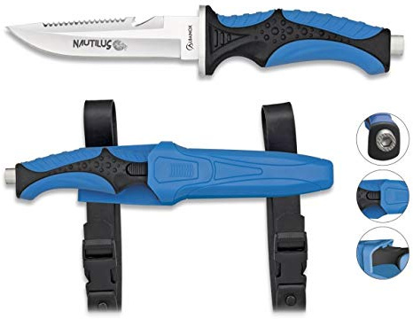 Albainox 32349. Cuchillo Submarinismo Nautilus. Azul. Mango ABS y Goma