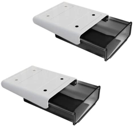 2Pcs of Under-desk Drawer Storage Box,Paste-type Hidden Under-desk Storage Box,Large-capacity Self-adhesive Under-desk Storage Boxs,Suitable for Home Office and School (Black)