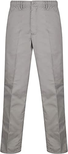 FASHION 7STAR mäns smarta fickor rugbibyxor vuxna elastisk midja full längd med knapp vardagsbyxor, Grå, 44W x 31L