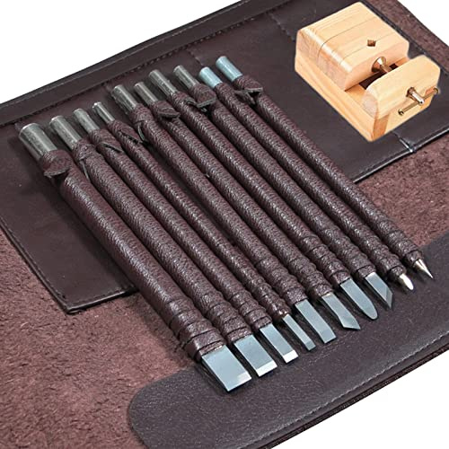 10PCS Outil Tailleur De Pierre, Burin Pierre Sceau Graver, Outils À Découper En Acier Tungstène, Ensemble De L'outil De Gravure Professionelle Artistique