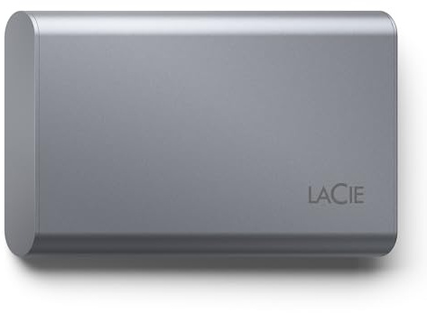 LaCie Mobile SSD Secure 1TB — slim design, USB‑C Portable External SSD, Grey, for Mac & Windows — Rescue Data Recovery included