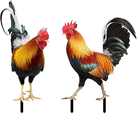 Jorzer Garden Statue Poulet Jardin Jardin Poulet Jardin Figures acryliques Décoration Funny Chicken State Statue Garden Prises de Jardin Décoration pour Balcon, terrasse 2pc