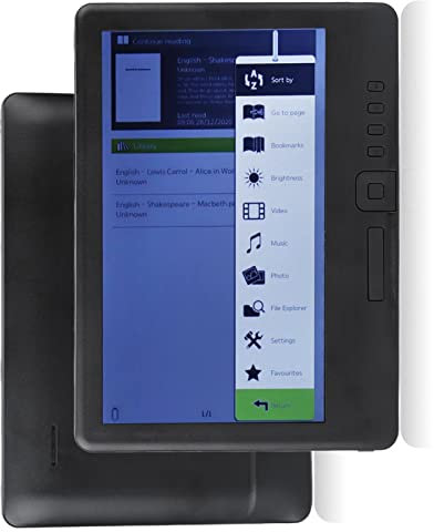 Fockety Color E Reader, 7in TFT LCD 16:9 HD Screen Ereader avec Film de Protection et Couverture, écouteurs, Lecteurs de Livres électroniques Noirs Légers 2100mAh E Reader Longue Durée (16 GB)