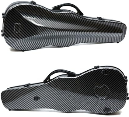 WUQIMUSC Violin Case 4/4 Full Size Carbon fiberglass Hard shell water-proof Violin travel cases with back straps (Black)