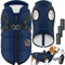 LOVPET® Hundejacke Hundemantel mit Geschirr, inkl. 45 Stück Kotbeutel + Spender, Hunde Winterweste gefüttert wasserdicht, Gepolsterte Weste Mit Brustgurt, Reflektoren, D-Ring L, Navyblau