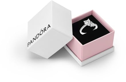 PANDORA Timeless Double Heart Sparkling Ring | Hand-Finished Sterling Silver Ring, Two Heart-Shaped Cubic Zirconia With Pavé Row, Stackable Ring for Women