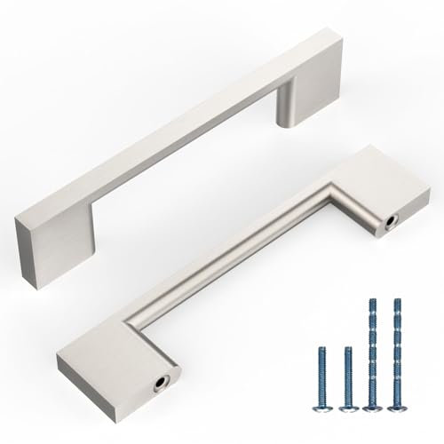 Coinkoly 10 Stück Möbelgriffe Gebürsteter Nickel 96 mm Lochabstand Möbelgriffe Griffe Schrankgriffe Küchengriffe Schubladengriffe Kleiderschrank Türgriffe CK-EU0016
