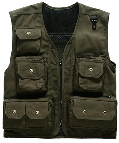KBOPLEMQ Herren Outdoor Angelweste Safari Jagd Wandern Fischerweste Leicht Safari Weste Multifunktionsweste Atmungsaktiv Weste Arbeit Reise Ärmellos Jacke Weste Herren Sommer Anglerweste