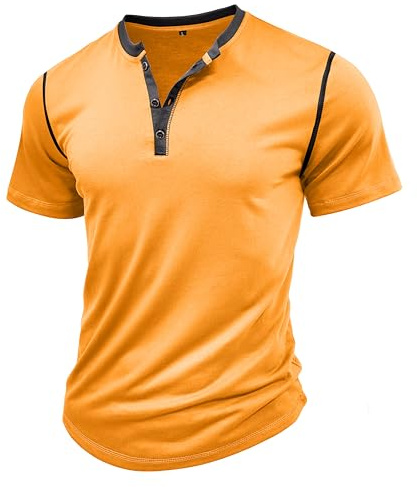 MakingDa Henley Shirt Men Manga Corta Vintage Botones Gimnasio Verano Lisa Golf Casual Camiseta Muscle Fit Hombre Clásico Ligero Transpirable Slim Trabajar Grandad Shirt