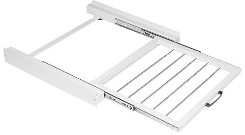 Vonia Kit de Superposition Lave-Linge et Sèche-Linge – Universel et Extensible – 54x60x7,5 cm – Support de Rangement avec Plateau Coulissant – Blanc