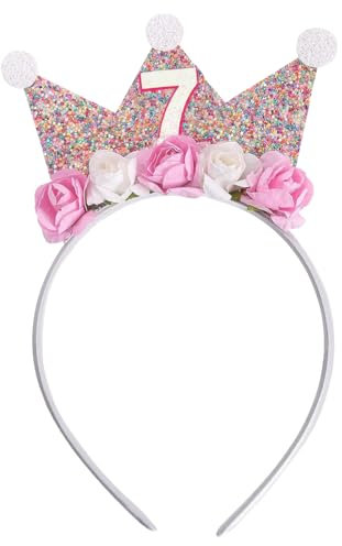 Capaneus Juguetes,7 Años Corona Cumpleaños,Corona Cumpleaños Niña,7 Años Decoracion Cumpleaños,Corona Princesa Niña
