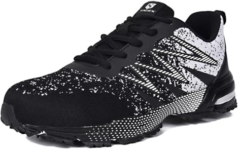 SUADEX Zapatos de Seguridad Hombre Mujer Calzado de Trabajo Ligeros Antideslizante Zapatillas Seguridad con Punta de Acero (Negro,38 EU)