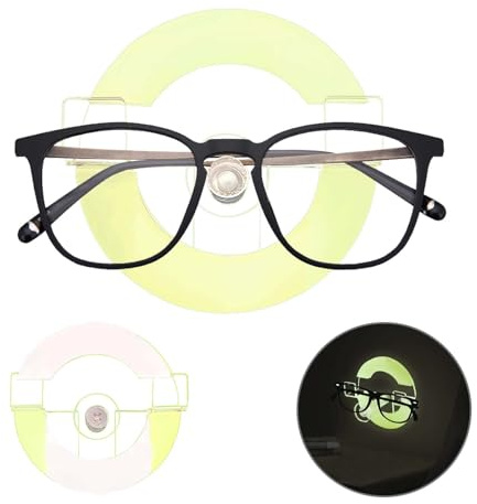 Daily Treasures Luminous Wall Mounted Glasses Holder, Glow In the Dark Circle Eyeglass Holder, Acrylic Self-Adhesive Spectacles Holders,Sunglasses Storage Organizer for Home Office Bathroom Bedroom