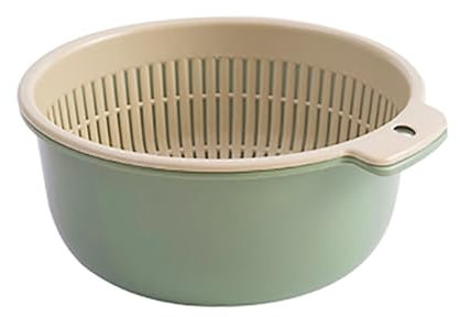 Set Scolapasta da Cucina, Set Scolapasta da Cucina 2 in 1 con Scodella, Cestello per Lavare le Verdure, Cestello per Lavare la Verdura, Frutta Grande, per Pasta, Verdura, Frutta (Grande)