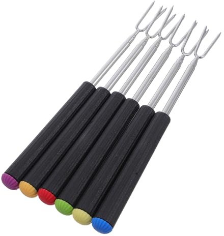 LABRIMP Lot De 6 Fourchettes À Fondue Télescopiques En Acier Inoxydable Pour Fromage Chocolat Et Viande Rôtie Faciles À Nettoyer Pour Le Camping En Famille Et Les Événements En Plein Air