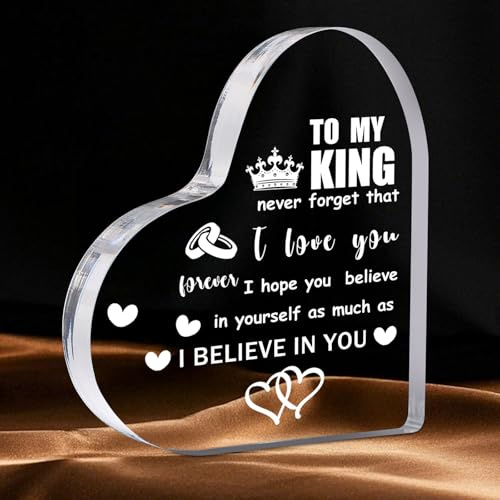 Feeldeal Romantic Valentine’s Day Gift for Him – I Love You Heart Acrylic Paper Weights for Boyfriend or Husband,Birthday Idea