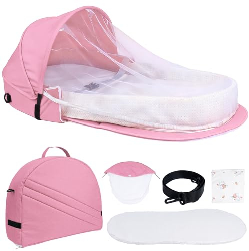 Huracan Réducteur de lit bébé Pliable avec moustiquaire et Couverture, Nid pour bébé, lit de Voyage Portable en Coton Respirant, Matelas en Mousse Souple, Lieu de Sommeil sûr pour Les Nouveau-nés