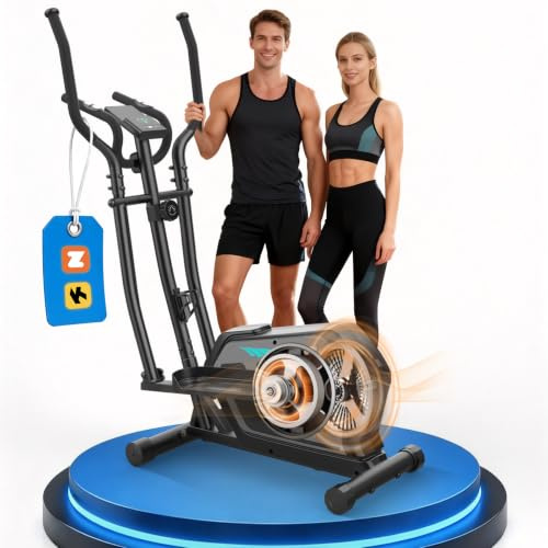 Neezee Cross Trainer with 16 Levels Resistance,Pulse Sensor,App Compatible | Ultra-Quiet App Compatible Elliptical Cross Trainer with LCD Monitor and Adjustable Resistance for Home, Max Weight 130KG