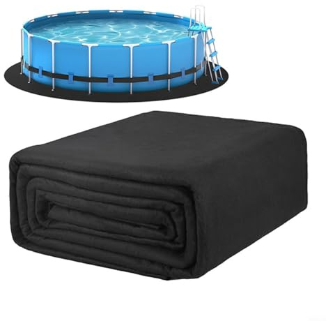 Tidgel Revestimiento de piscina resistente de 260 g/m² para piscinas sobre el suelo, base redonda negra de 12 pies que protege la parte inferior de piedras y desechos