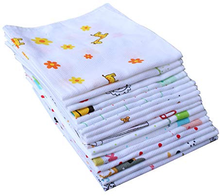 La Closure Kids Cotton Handkerchiefs,Soft White Handkerchieves Cute Hankies for Children Girls Boys