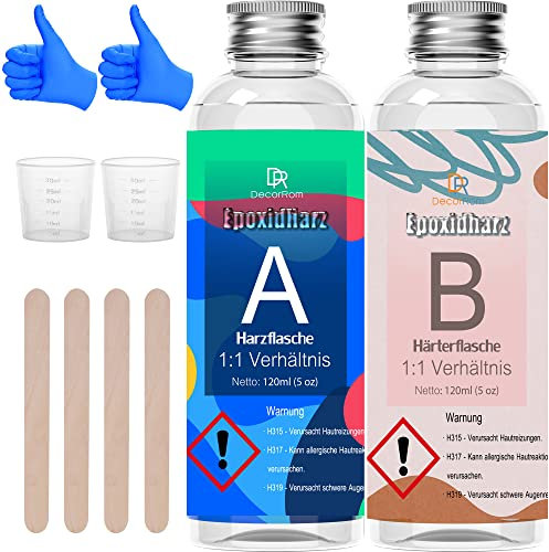Epoxidharz Set mit Härter - 10oz(240ml) Glasklar Gießharz Epoxidharz für Guss und Beschichtung,Einfaches 1: 1 Verhältnis,Transparentes 2-teiliges Harz Set für Holz,Schmuckherstellung,Malerei,Handwerk