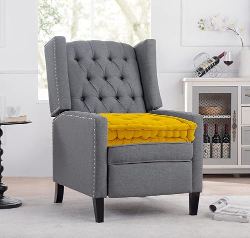 EXQUIZIT HOME Cuscino rialzo per poltrona per adulti, spesso, 45 x 45 x 10 cm, imbottitura in 100% cotone, per sedia da pranzo, sedia da giardino e poltrona, senape
