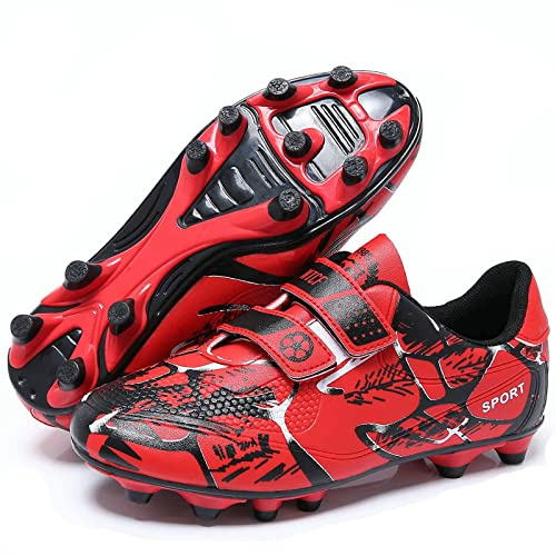 Boys Football Boots Shoes Kids Girls FG/AG Soccer Athletics Sport Shoes Training Shoes Running Shoes Teenager Indoor Outdoor Football Shoes Sneakers for Unisex Red