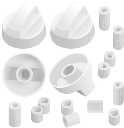 puxyblue 𝟮𝟬𝟮𝟱 𝙐𝙥𝙜𝙧𝙖𝙙𝙚𝙙 Universal White Control Knobs 4-Pack with 12 Adapters Compatible for Oven/Stove/Range Widely Used (1year Free Return and Exchange Service)