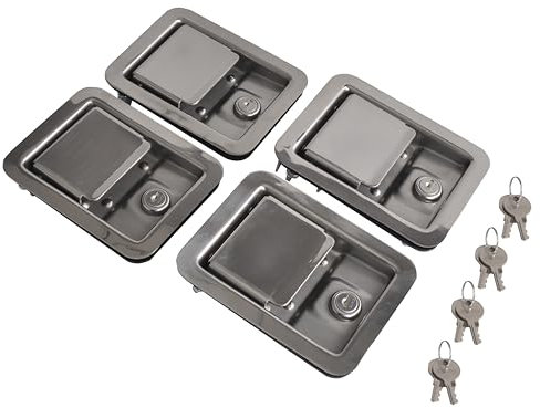 FGJQEFG Stainless Steel Door Lock Handle Latch Large 5.5 Inches Paddle Key For Trailer Toolbox RV (4PCS)