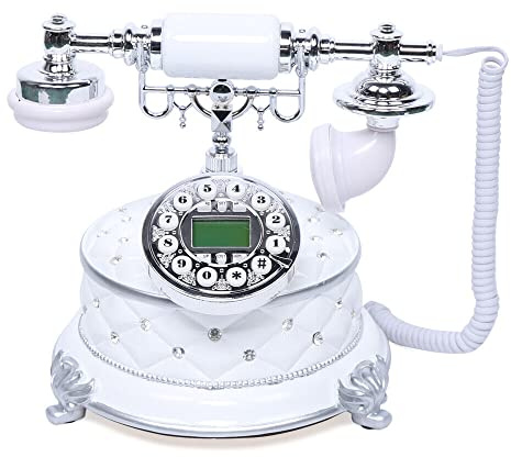 Schnurgebundenes Telefon YUNRUX Retro Festnetztelefon Desktop Haustelefon Tischdeko Telefon Weiß