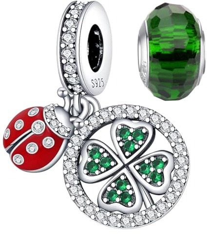LNQOBU Ciondolo in Argento Sterling 925 Charm Bead con Bracciale e Collane Europei da Donna,Perline Intarsio con 5A Zircone per Donna Perline