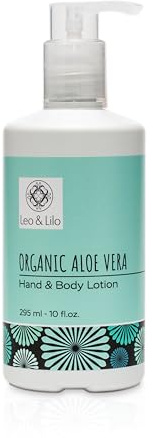 Leo & Lilo Loción hidratante para manos y cuerpo con aloe vera orgánico, 295 ml, cosmética natural