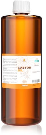 Snadi - Huile de Ricin BIO Pure | 1 litre | Pressée à Froid | Antioxydant, Anti-Âge | Hydratant pour Peau, Corps et Cheveux Secs | Stimule la Croissance des Cils et de la Barbe | Écologique