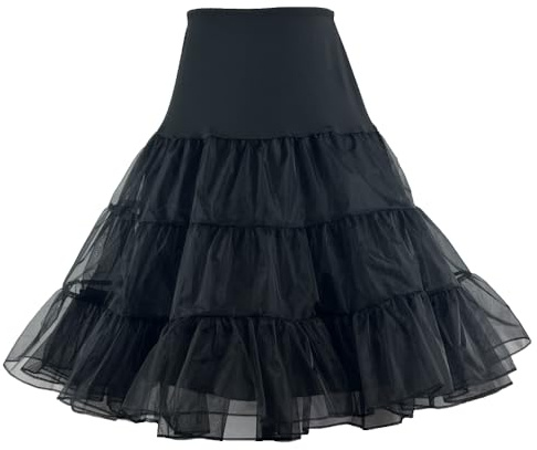 RULTA Women's 50s Vintage Petticoat 26 Crinoline Rockabilly Tutu Skirt Slip S-L… (US,Large,Black)