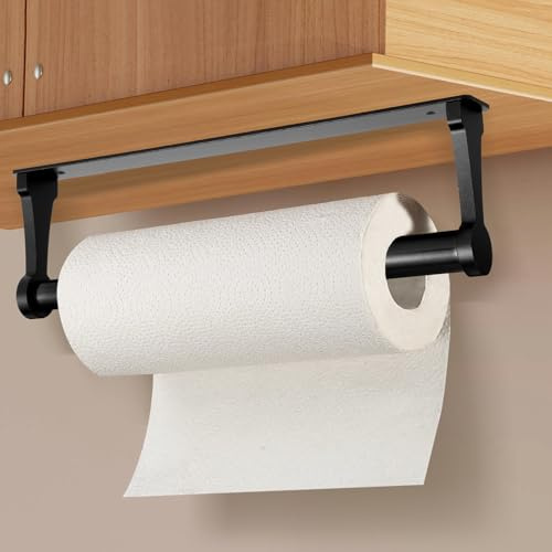 Portarrollos de Cocina sin taladrar | Portarrollos de Papel de Pared | Portarrollos de Papel de Cocina bajo Armario | Soporte Autoadhesivo o perforable | Almacenamiento y organización de baño de