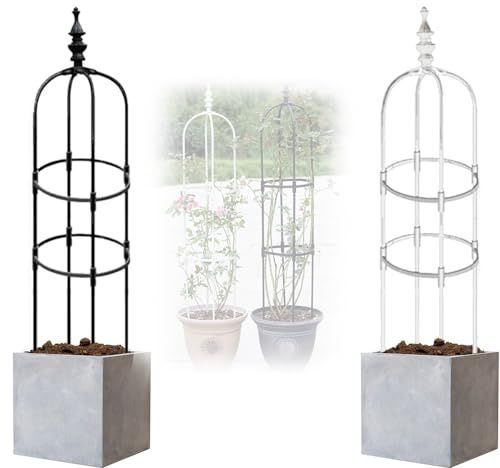 GLMGBP Treillis obélisque de Jardin 60/90/120/150/180 cm, Tour en métal Noir/Blanc pour Plantes grimpantes, Support intérieur/extérieur (Couleur : Noir, Dimensions : 23 x 120 cm)