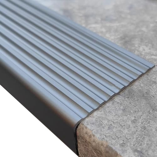 Profilo per Gradini, Profilo Angolare per Scale in Alluminio, Strisce Autoadesive per Bordi Scale, Profilo per Bordi Scale a Forma di L(Gray,W4cmxL120cm)