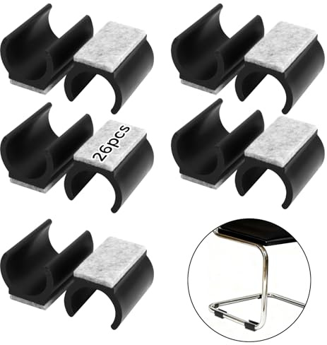 GZRXIOUS 26 st stolglidare, frisvingare med filt, filtglidare för frisvängare, klämskålar, filtglidare för gungstolar, användbar 21–26 mm för att skydda golv och för brusreducering