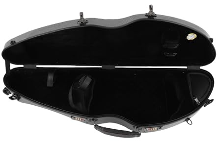 Bediffer Boîte de Rangement Légère pour Violon en Fibre de Carbone avec Serrure pour Violonistes Pleine Grandeur, étui Portable de Couleur Noire 4/4, étui pour Violon à Dos