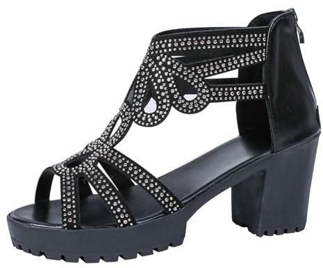 Sandales Femme Spartiate Été - Sandale Femme Bout Ouvert Chaussures | Mu Pieds Respirant Sandalette Talon Bloc Chaussure Décontractées Nu-Pieds Grande Taille Pour Exterieur Sandalette