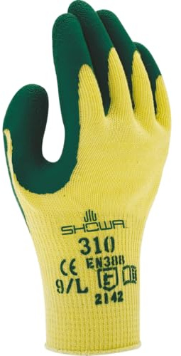 Showa 310 Green Latex Palm Coated Work Gloves, M